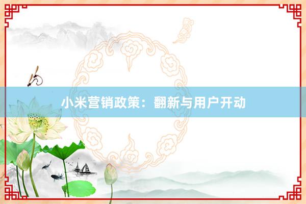小米营销政策：翻新与用户开动